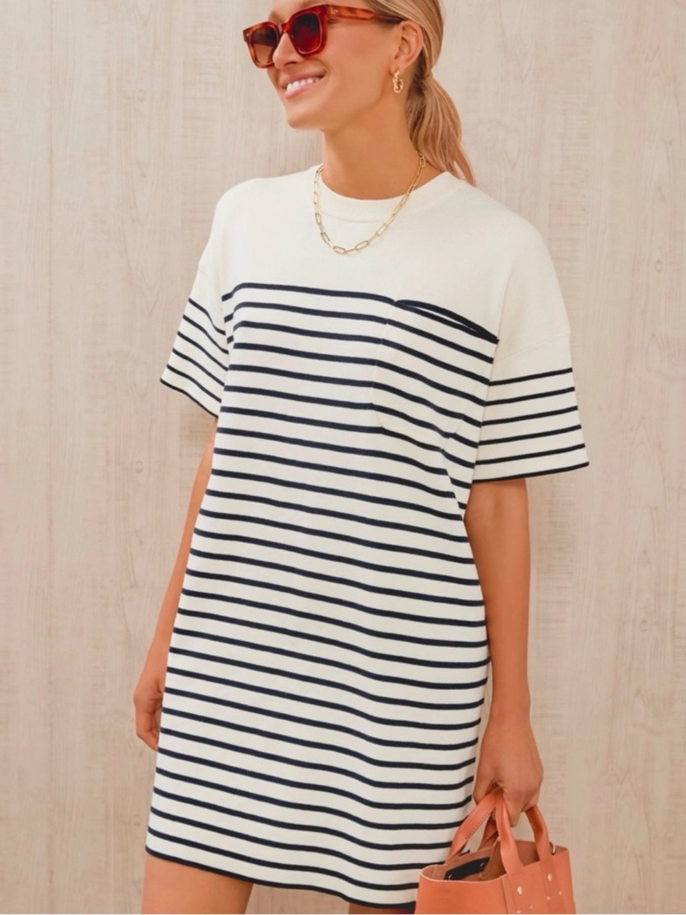 Tuckernuck Navy Knit Striped Frenchie Dress Sz S
